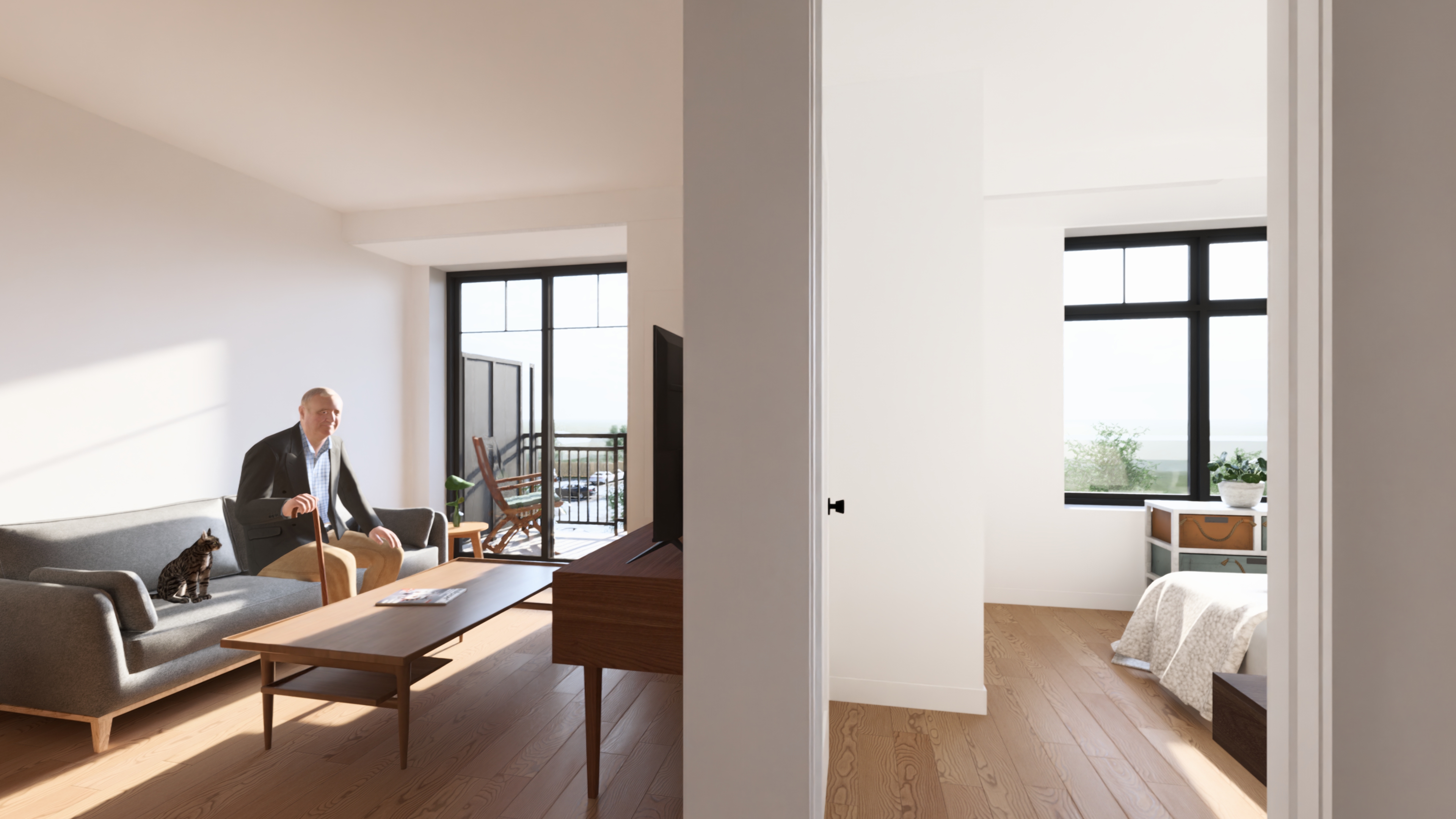 Living room with natural light and balcony